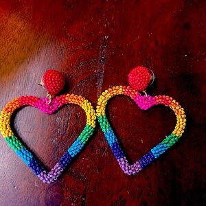 COPY - Rainbow beads Pride hearts hoop earrings Torrid LOVE IS LOVE